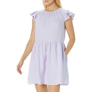 Velvet by Graham & Spencer Linen Dress Womens XS Lavender Drop Waist Minimalist